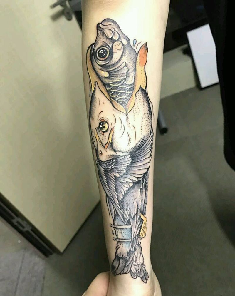 小臂单针作品纹身图片_手臂手部欧美传统清新几何动物成品插画纹身图案