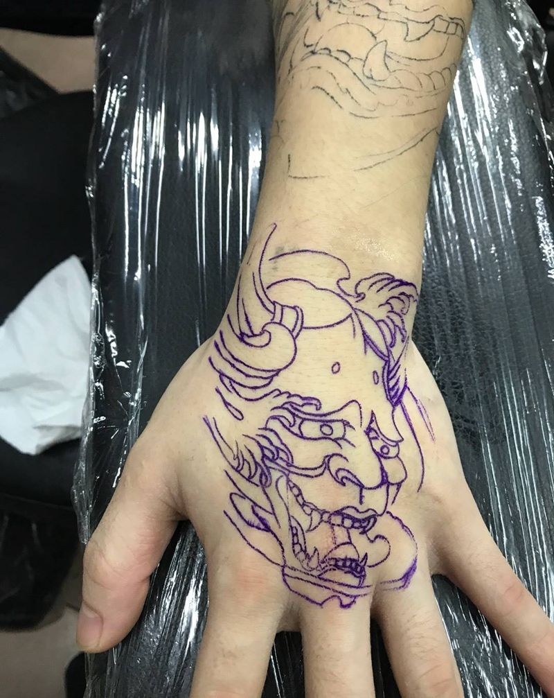 手背般若纹身纹身图片