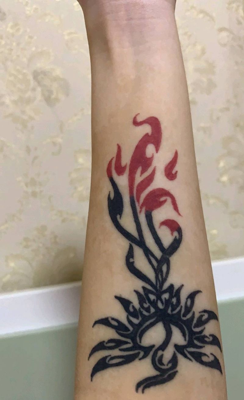 鲤鱼遮盖纹身图片_手臂老传统纹身图案