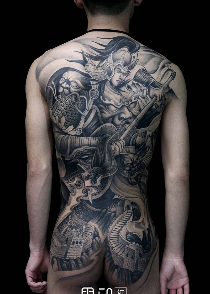 满背 赵子龙纹身图片_背部新传统老传统赵子龙满背赵云赵子龙纹身图案