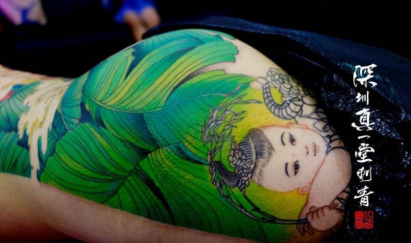 半成品纹身图片_背部腹部臀部腿部肩部写实传统肖像原创人物纹身图案