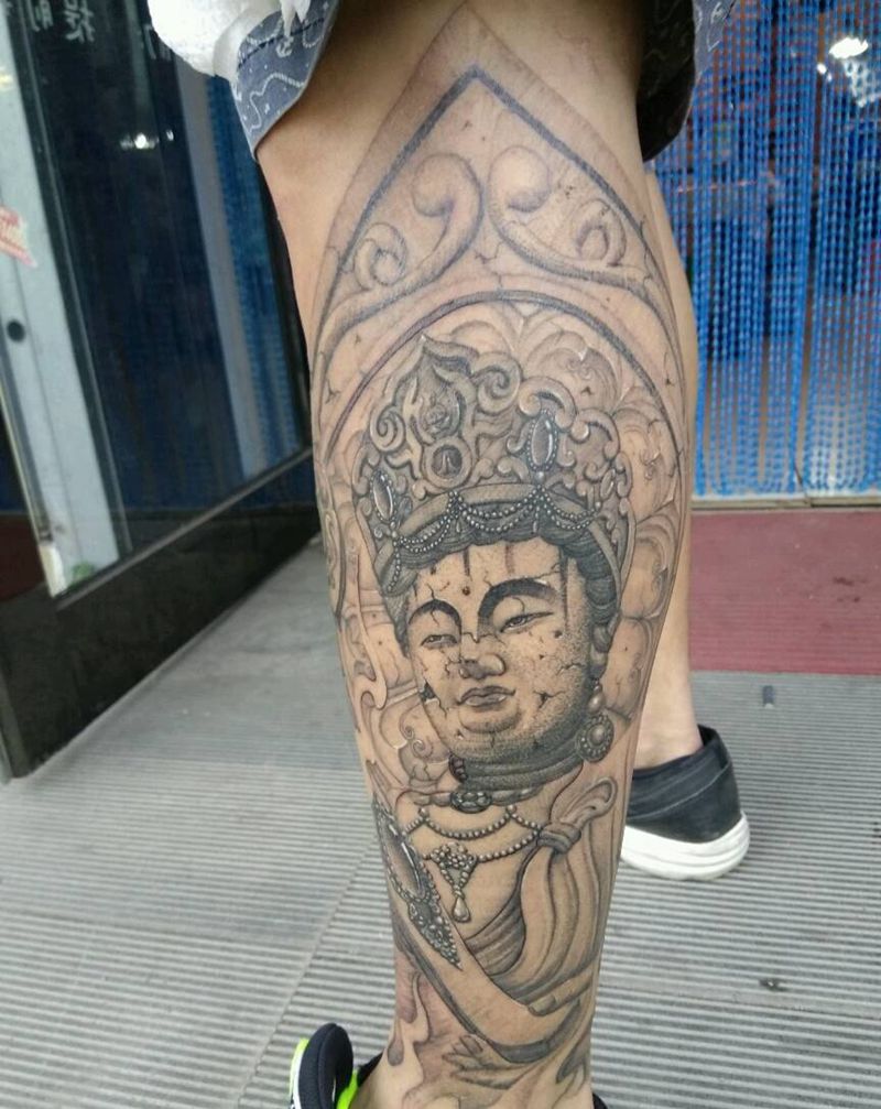 石雕普贤菩萨纹身图片