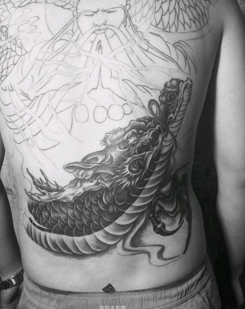 两大罗汉，伏虎，降龙纹身图片