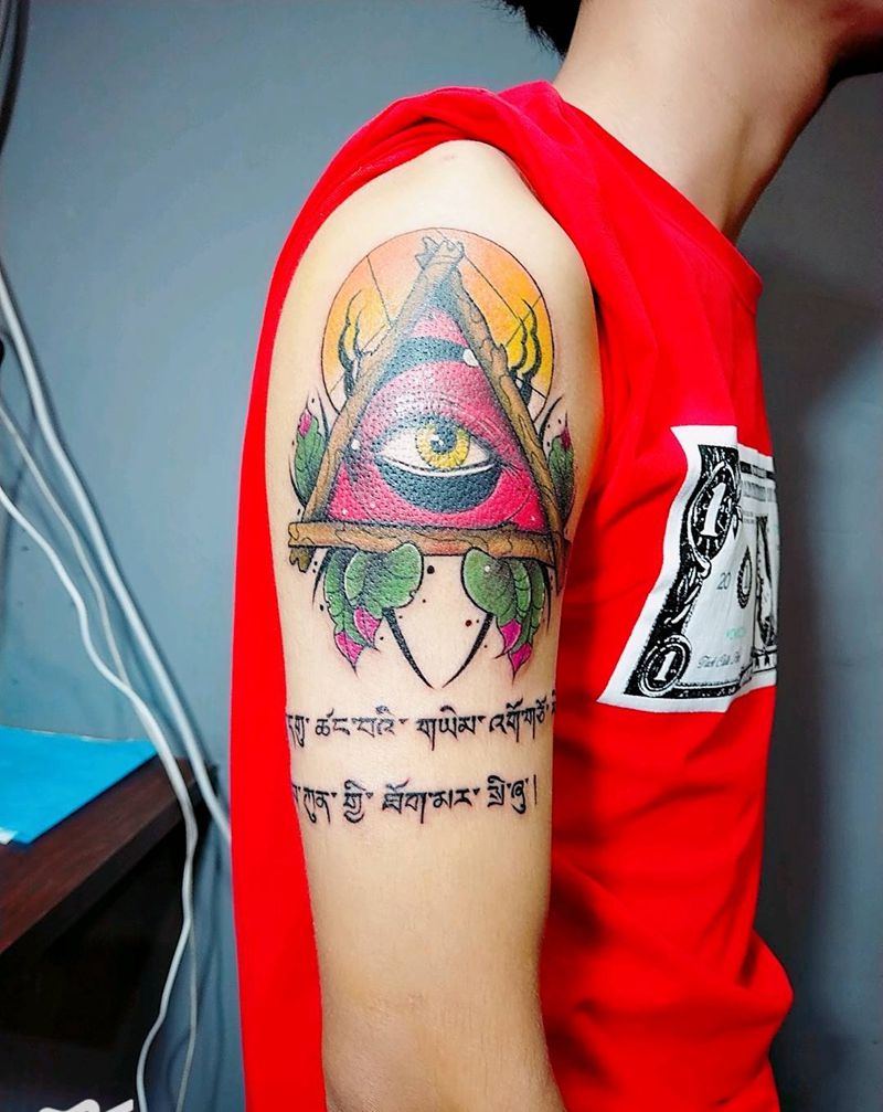 上帝之眼+藏文纹身图片