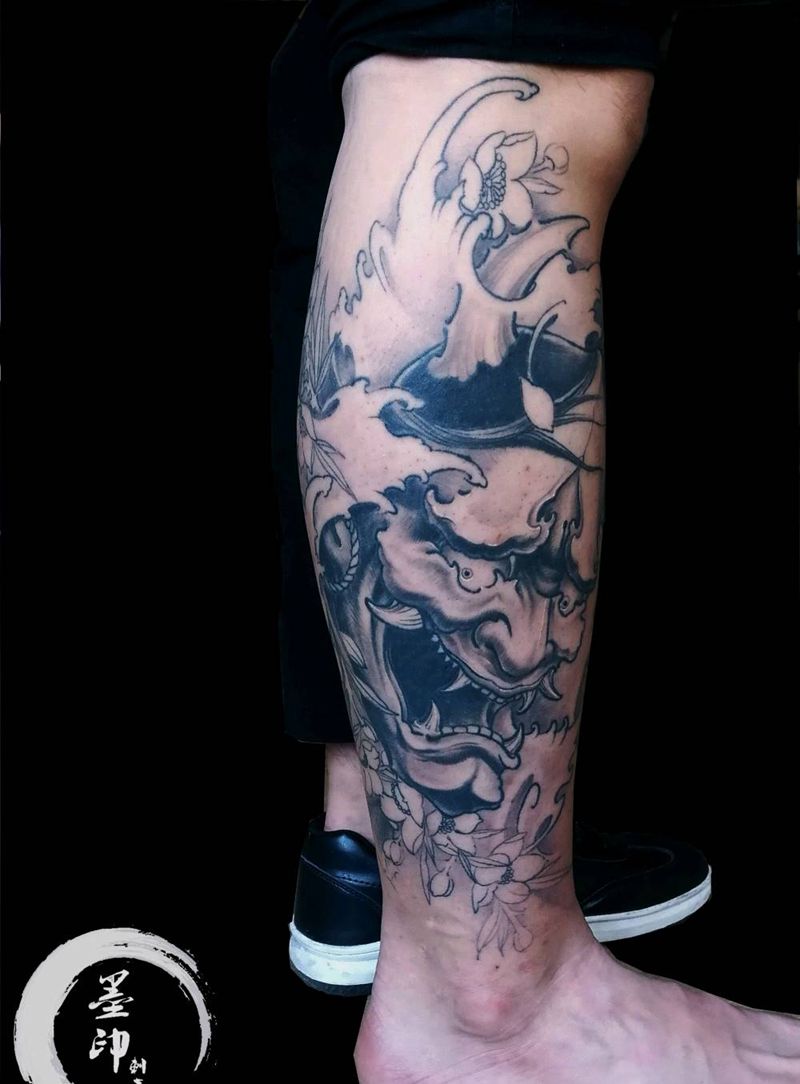 般若纹身图片_肩部腿部新传统般若纹身图案