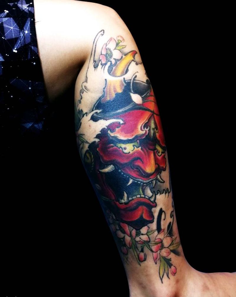 般若【恢复后】纹身图片_腿部肩部新传统般若彩色般若纹身图案