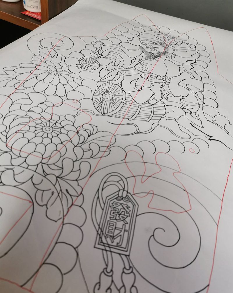 日式設計稿【福祿壽】纹身图片_手臂老传统福祿壽七福神老傳統花臂纹身图案