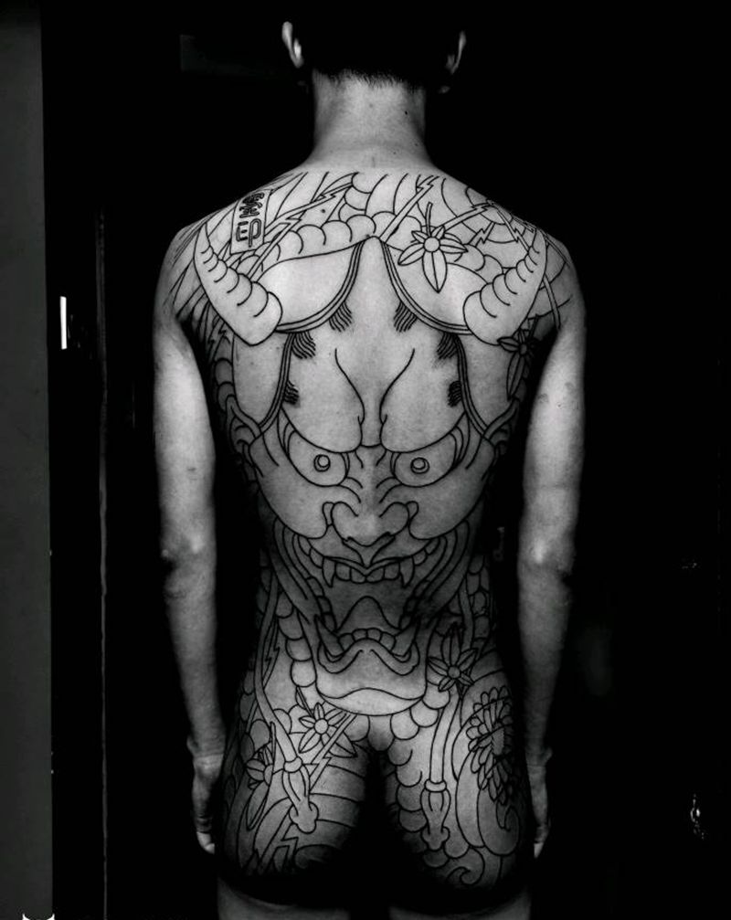 日式满背 般若纹身图片_背部老传统日式般若日式满背满背般若纹身图案