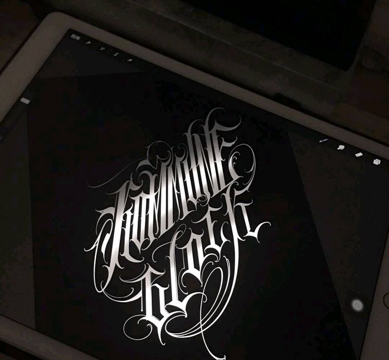 花体字 设计纹身图片_手臂腿部花体字Old School纹身图案