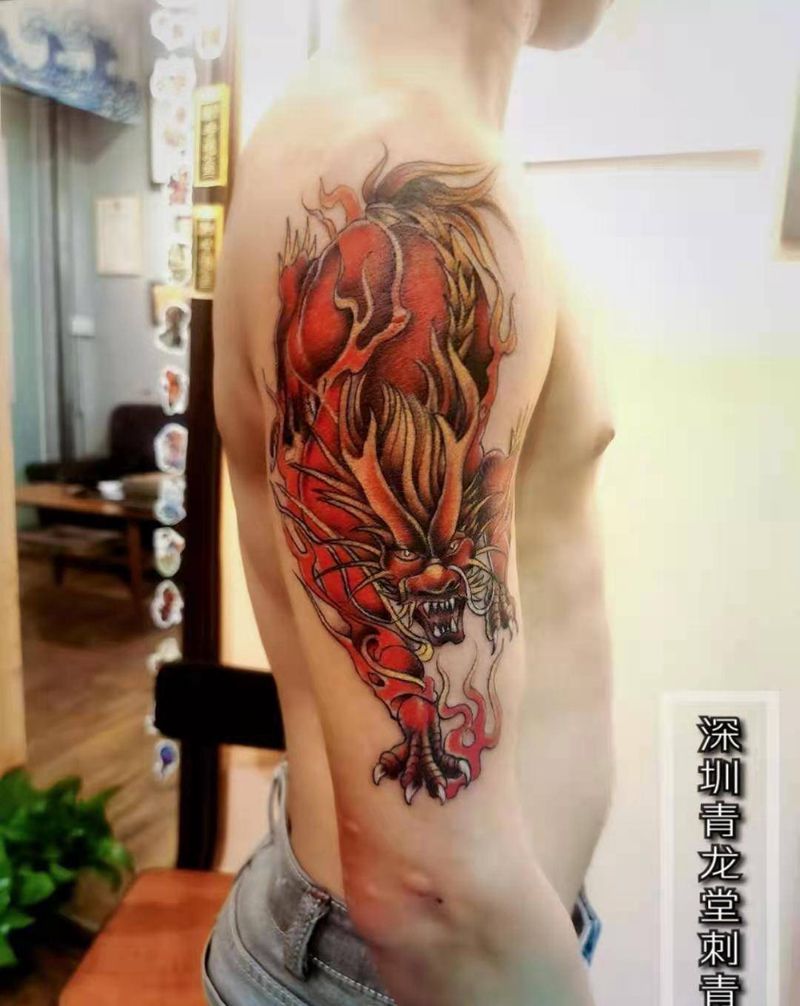 麒麟纹身图片_手臂纹身图案