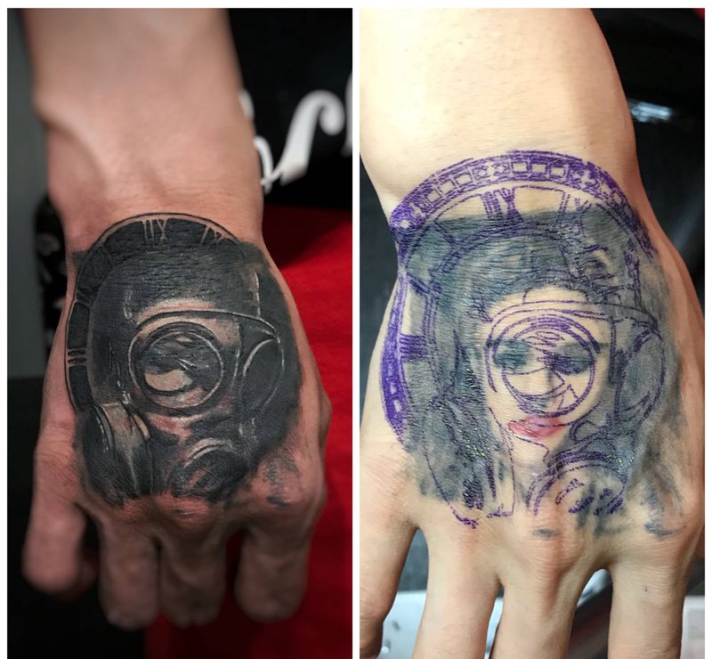 手背遮盖纹身图片_成品手部欧美肖像写实原创人物手臂胸部腿部纹身图案