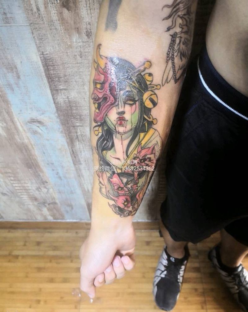 old school艺妓纹身图片