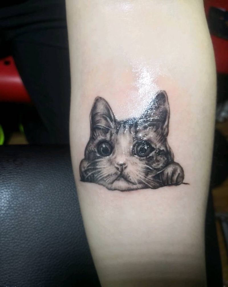 猫咪纹身图片_手部纹身图案