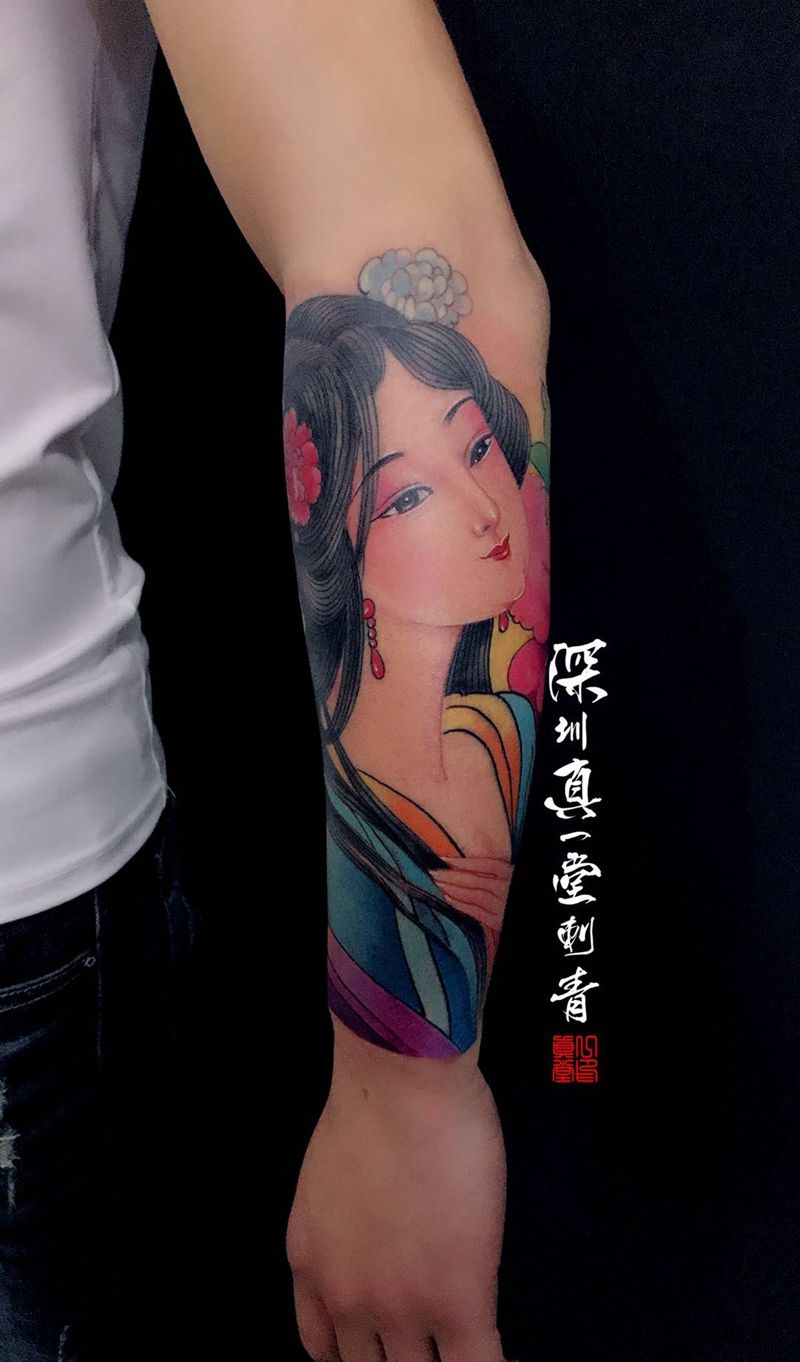 中国风仕女纹身图片