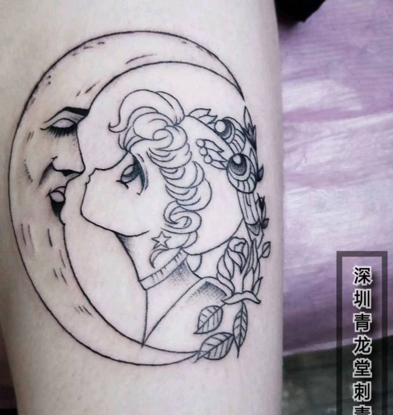 卡通纹身图片_腿部点刺纹身图案