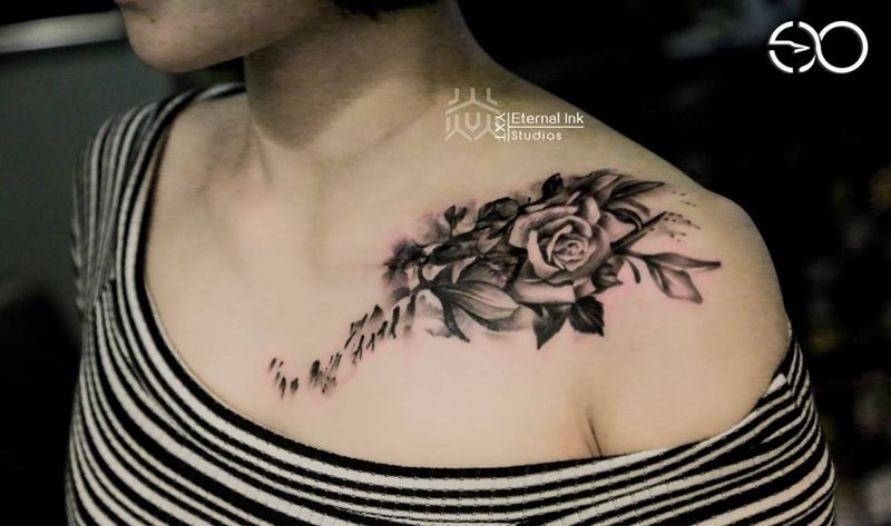 遮盖疤痕作品~纹身图片_肩部欧美写实疤痕纹身图案