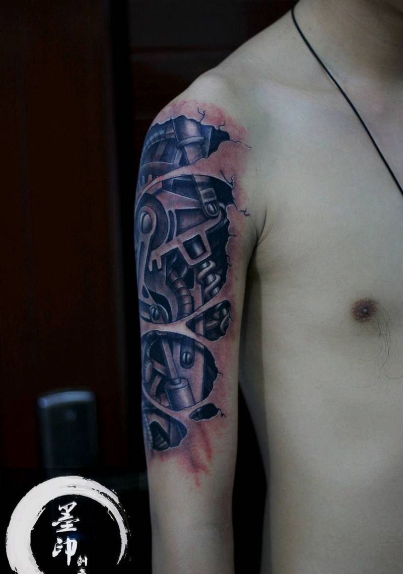 机械纹身图片