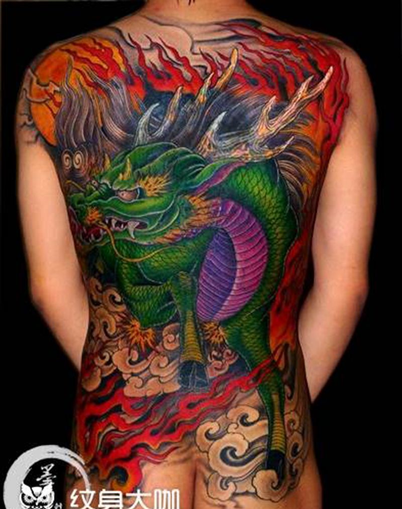 火麒麟 遮盖纹身图片