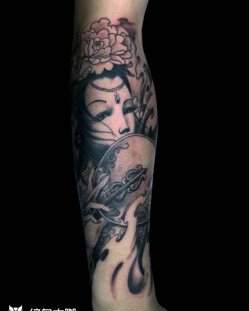 艺妓纹身图片_手臂新传统艺妓花旦纹身图案