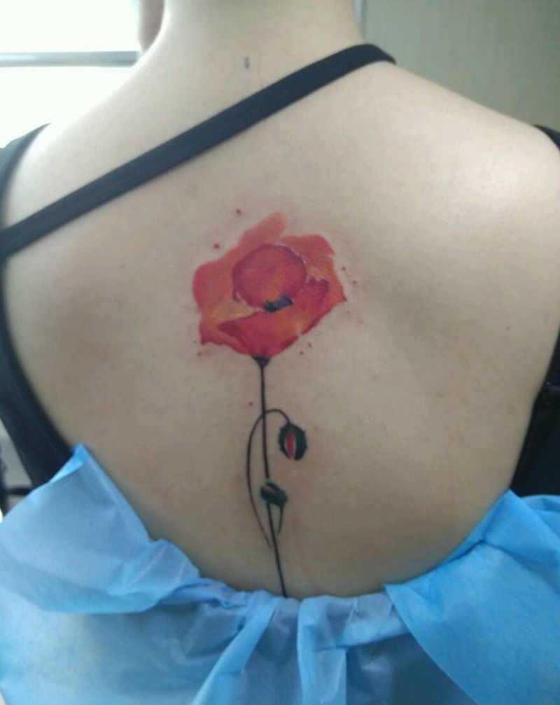 水彩花纹身图片