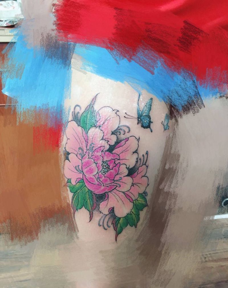 牡丹花纹身图片