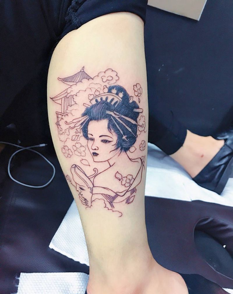 未完成仕女纹身图片