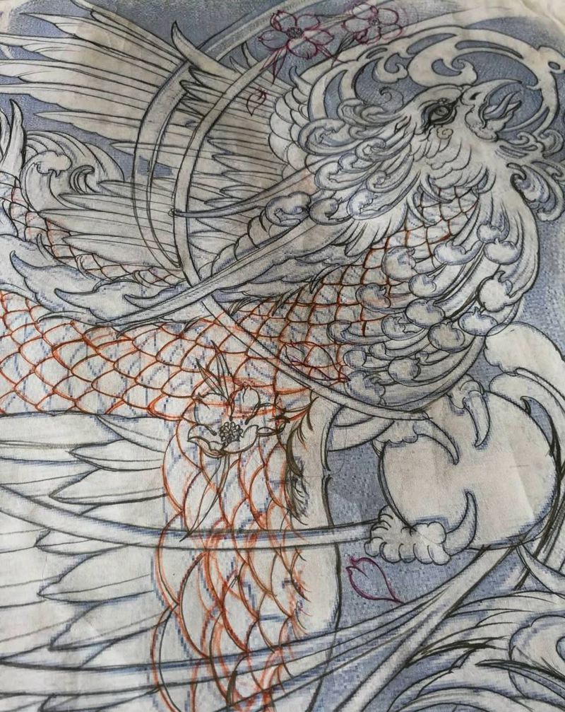 满背准备工作，改图纹身图片