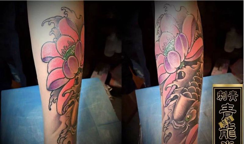 小臂鲤鱼纹身图片