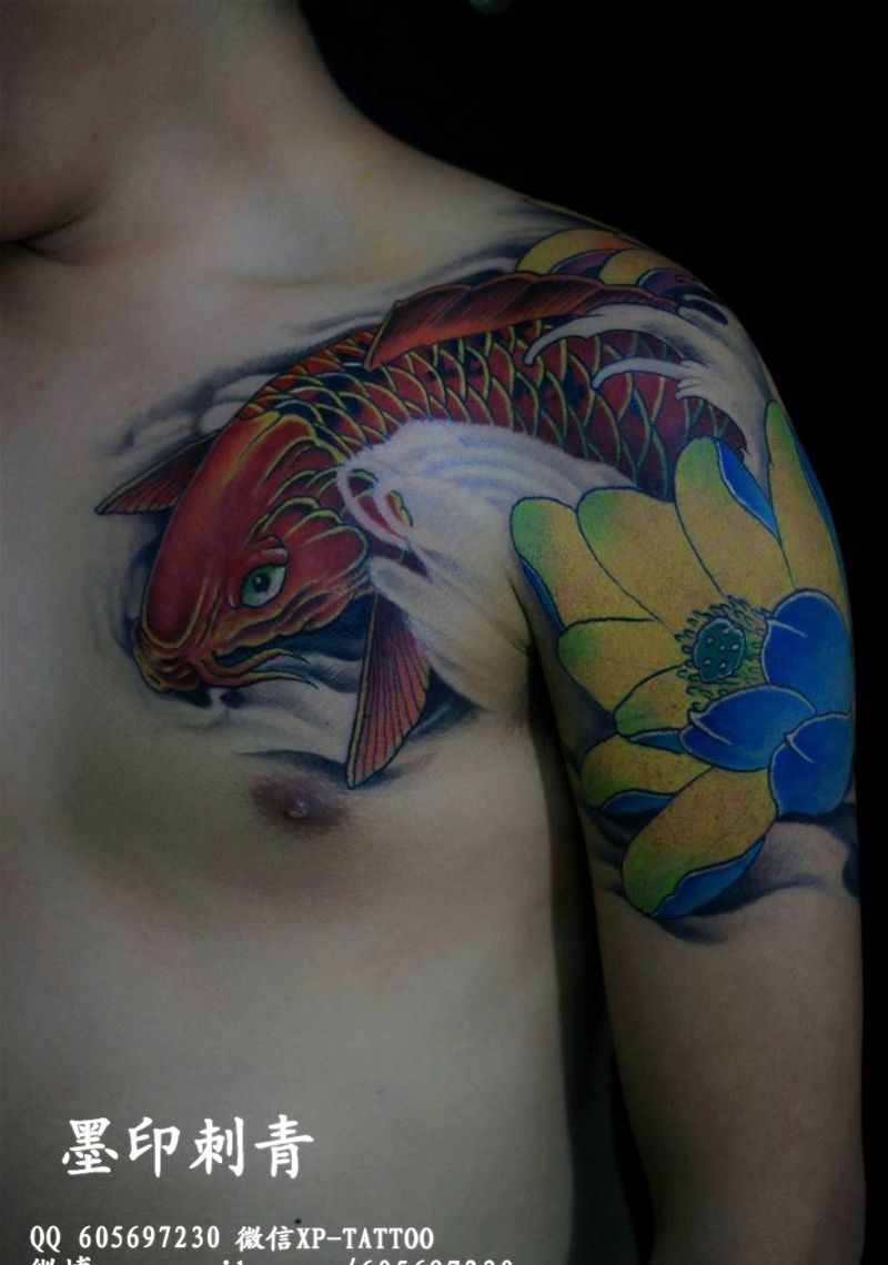 半甲 鲤鱼纹身图片