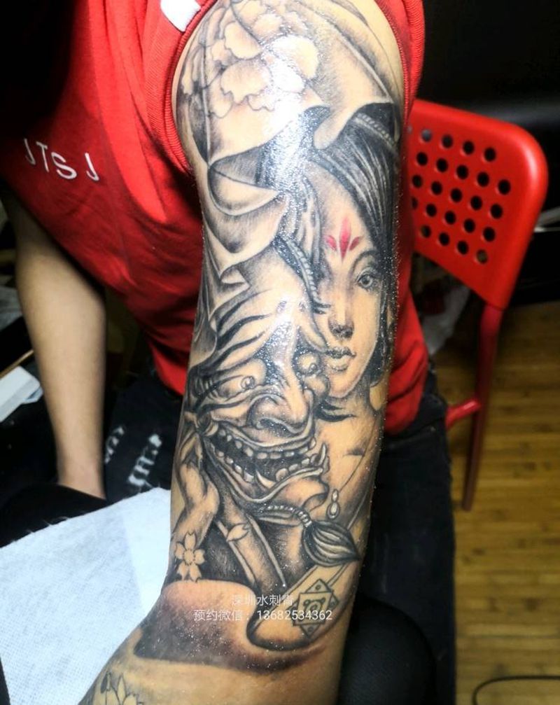 般若艺妓纹身图片_手臂纹身图案