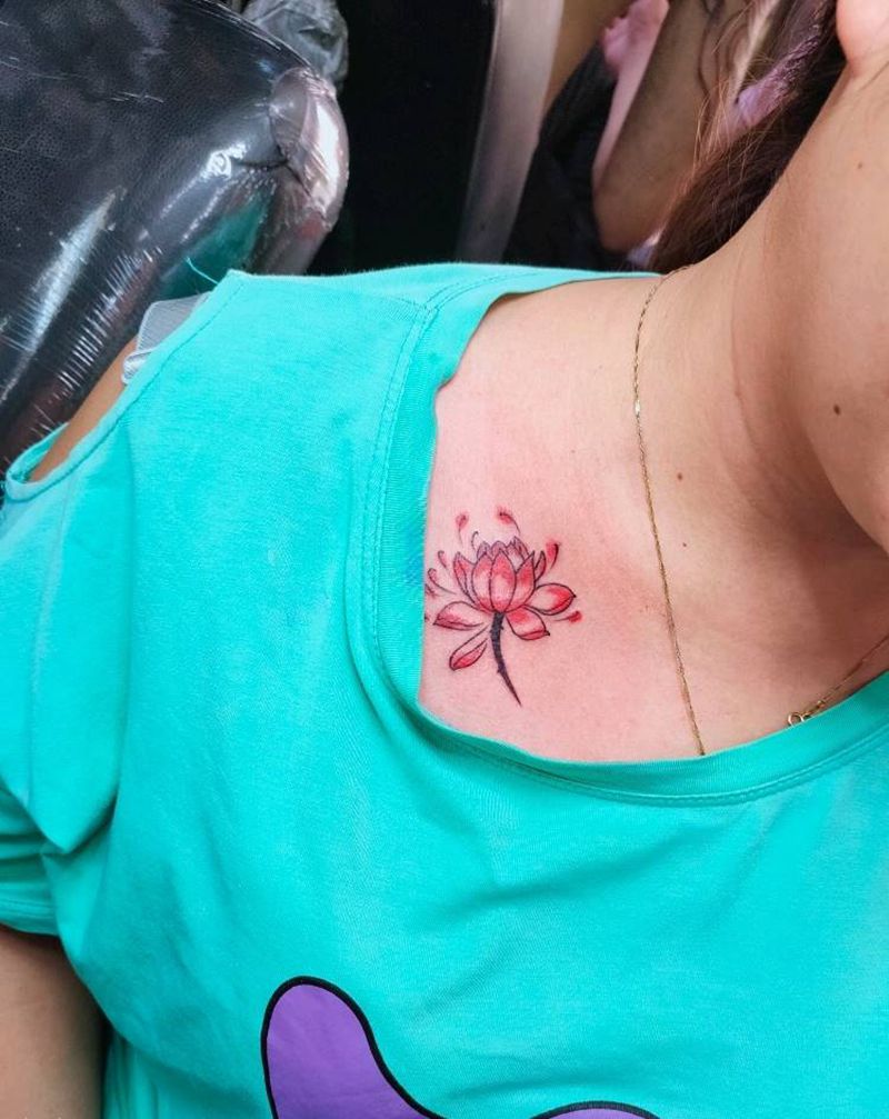 小花纹身图片_颈部新传统纹身图案