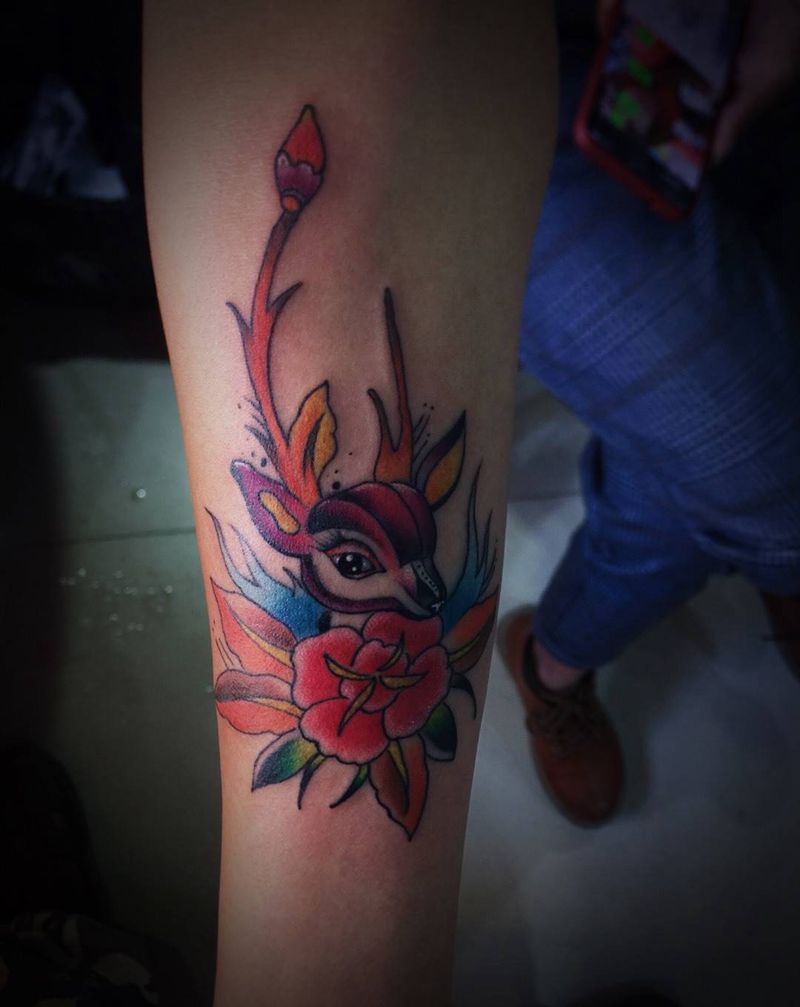 小鹿乱撞纹身图片