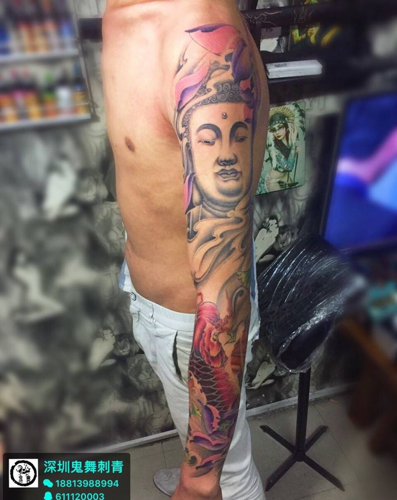 彩色花臂纹身图片