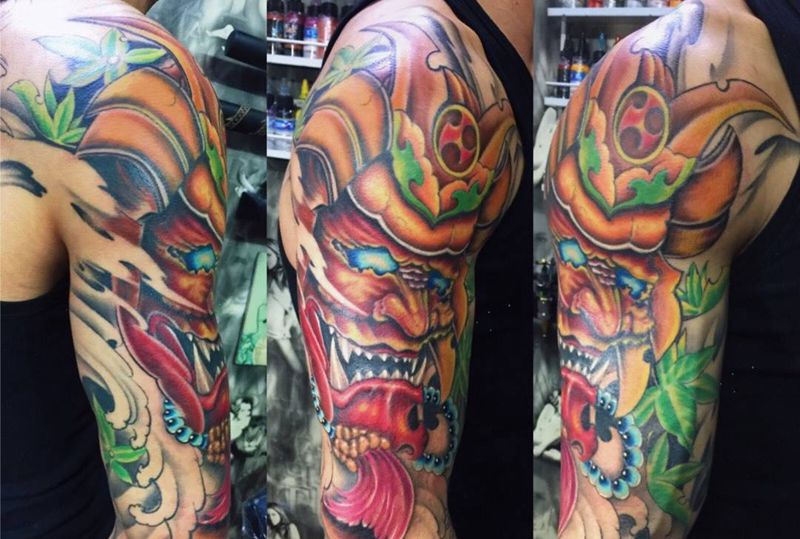 花臂之鬼武士纹身图片