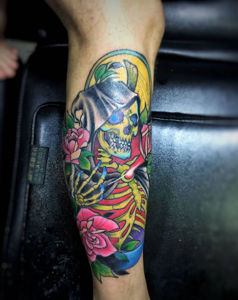 欧美纹身图片_腿部纹身图案