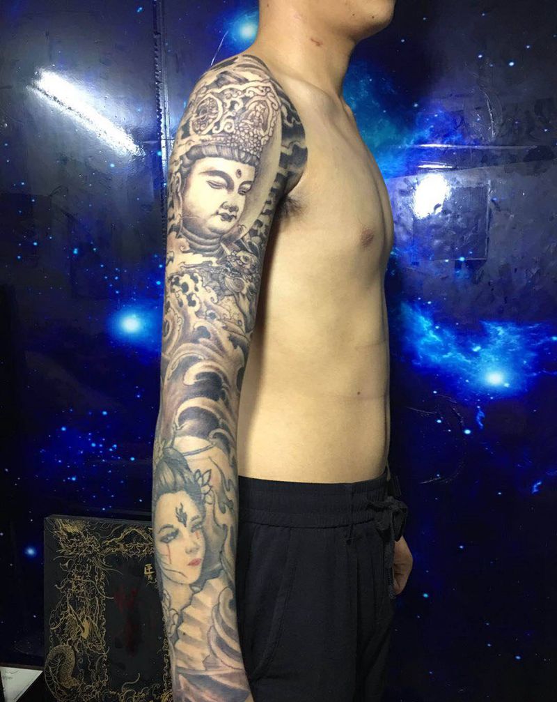 花臂纹身图片_新传统纹身图案