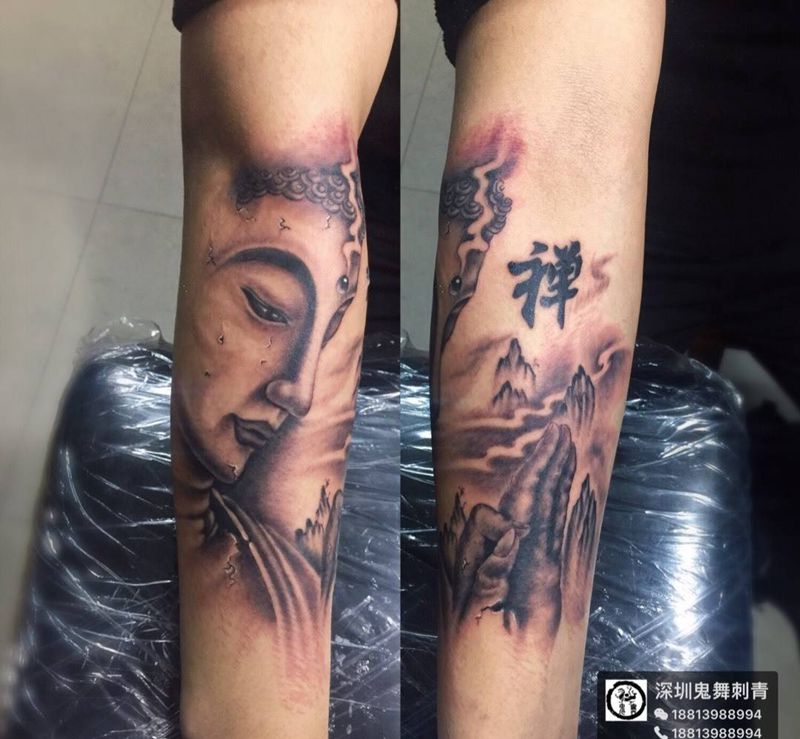 小臂佛纹身图片