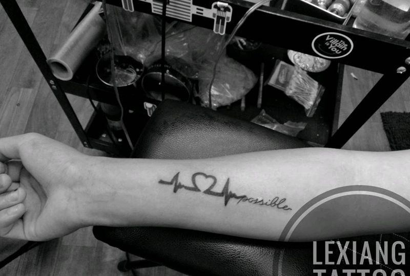 心电图纹身图片