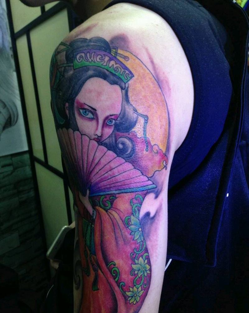 彩色图纹身图片_手臂人物成品纹身图案