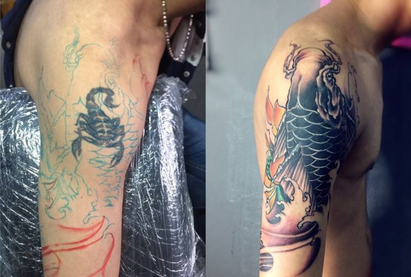 天王盖地虎，鲤鱼炖龙虾纹身图片