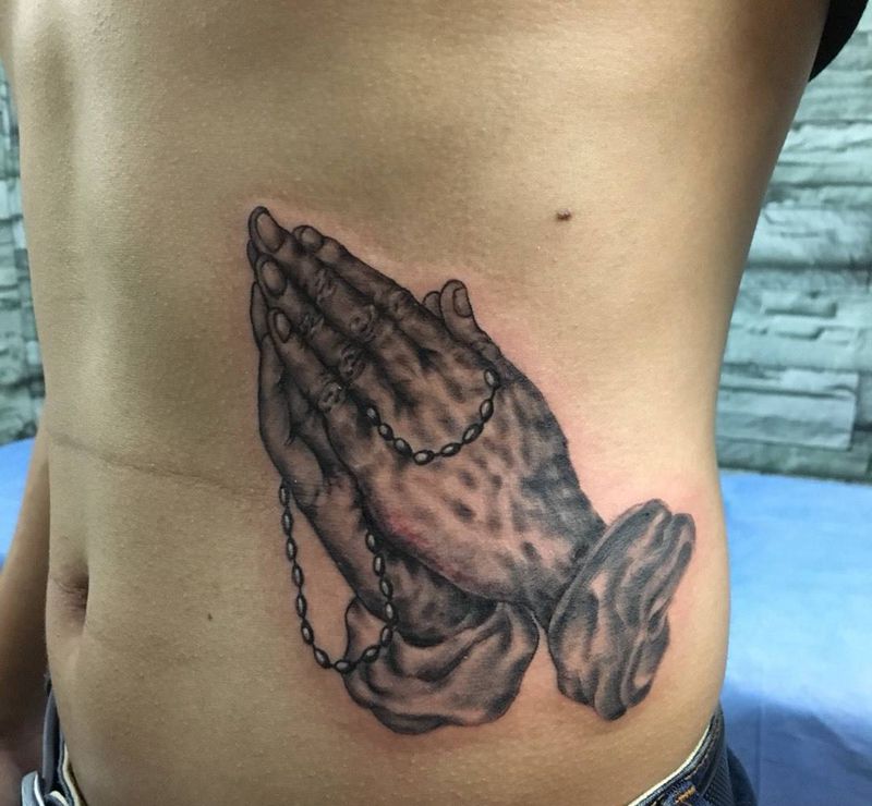 手掌纹身图片_成品腰部传统纹身图案