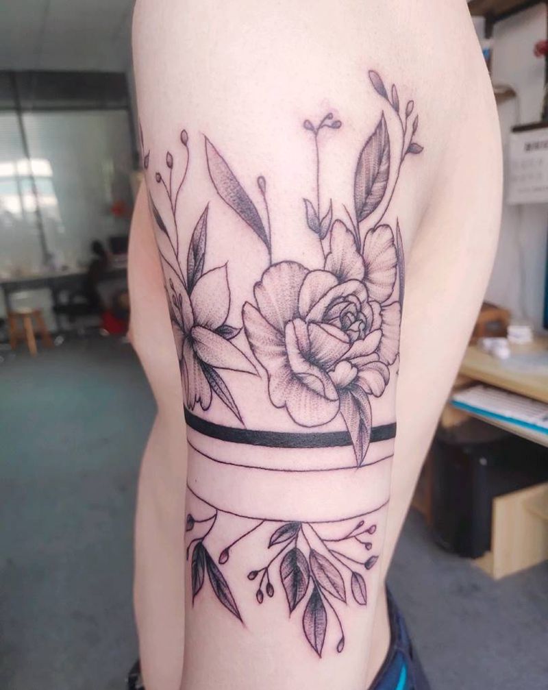 花环纹身图片_手臂纹身图案