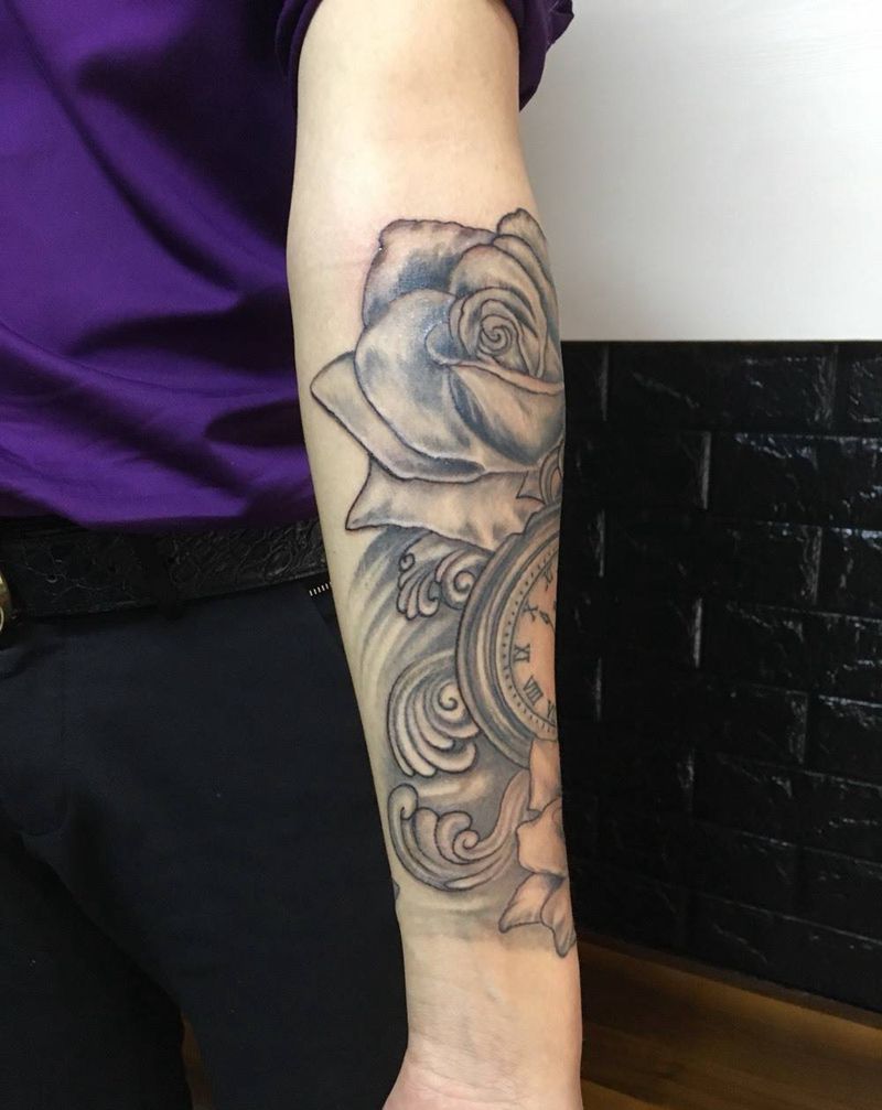 钟爱一生纹身图片_手臂新传统纹身图案