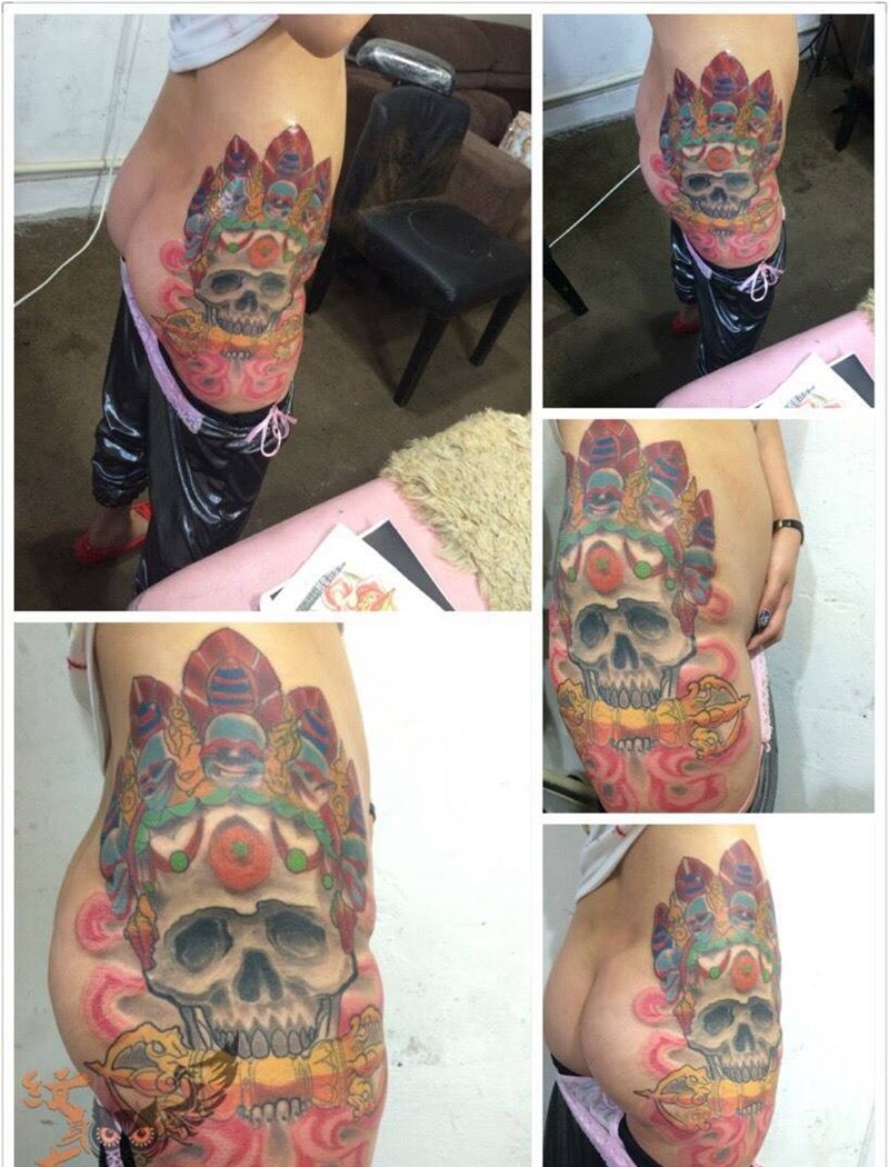 嘎巴拉纹身图片_成品臀部腰部腿部传统人物宗教鬼神纹身图案