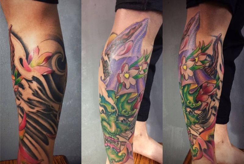 包小腿般若纹身图片