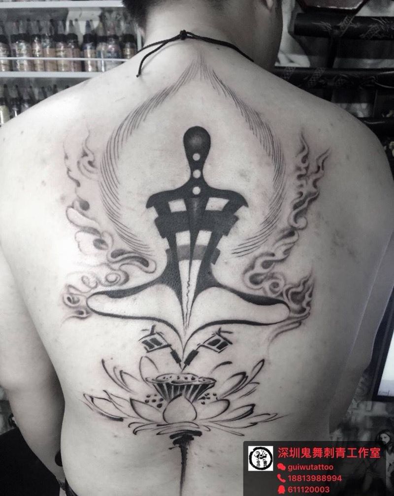 观音坐莲纹身师版纹身图片