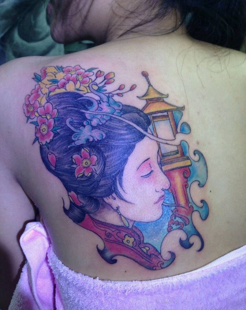 彩色图纹身图片_背部人物成品纹身图案