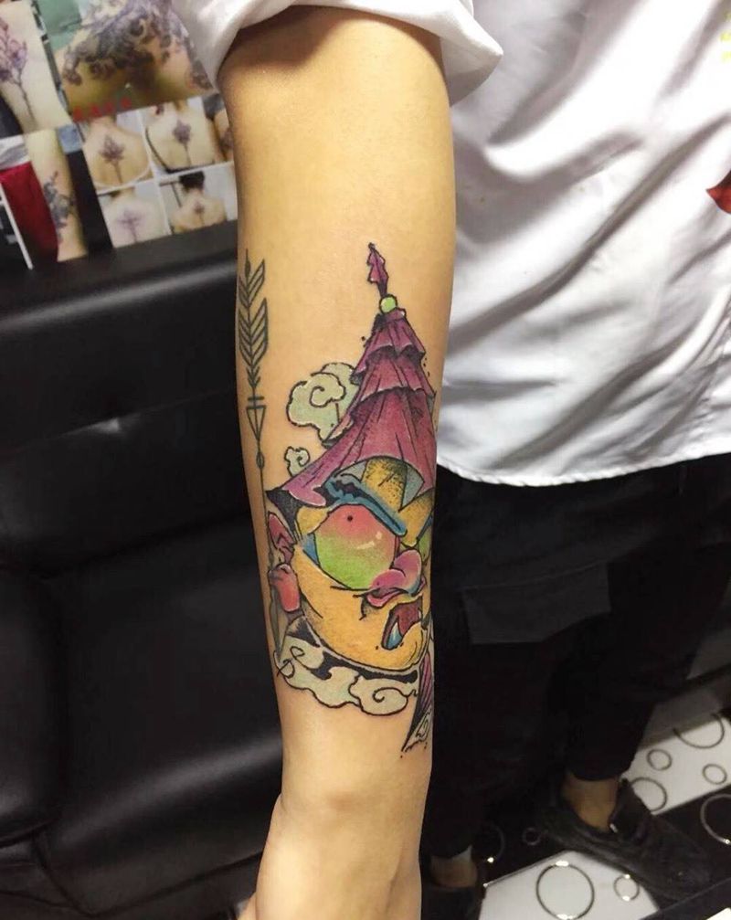 金蛋纹身图片_手臂新传统纹身图案