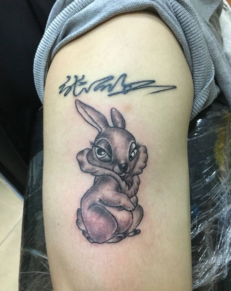 小兔纹身图片_成品手臂动物纹身图案