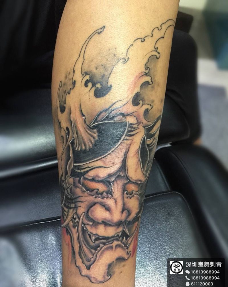 小腿般若纹身图片